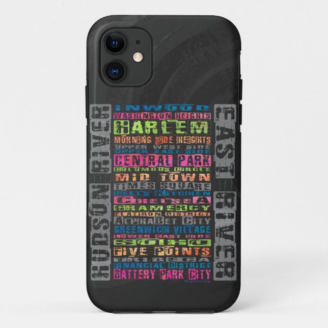 NYC Neighbourhoods Rainbow Case-Mate iPhone Case (Back)