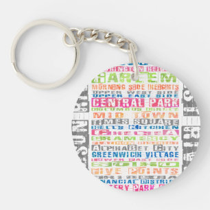 NYC Neighbourhoods Rainbow Key Ring