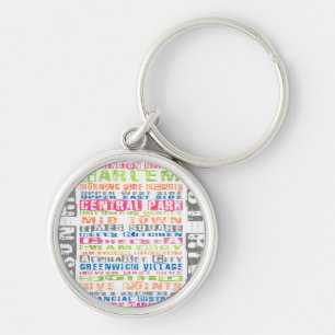NYC Neighbourhoods Rainbow Key Ring