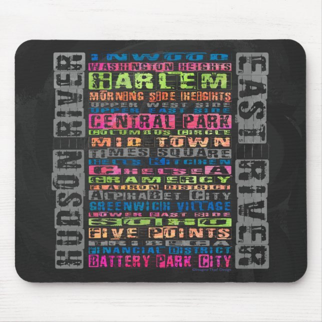 NYC Neighbourhoods Rainbow Mouse Mat (Front)