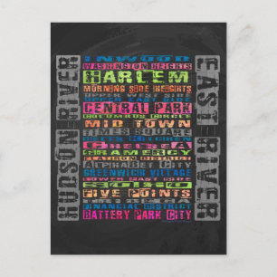 NYC Neighbourhoods Rainbow Postcard
