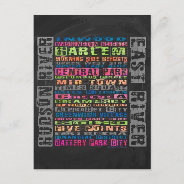 NYC Neighbourhoods Rainbow Postcard (Front)