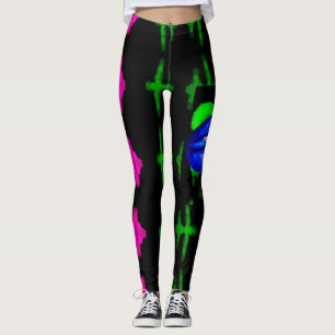 nyc neon blue lips spray pant design for leggings
