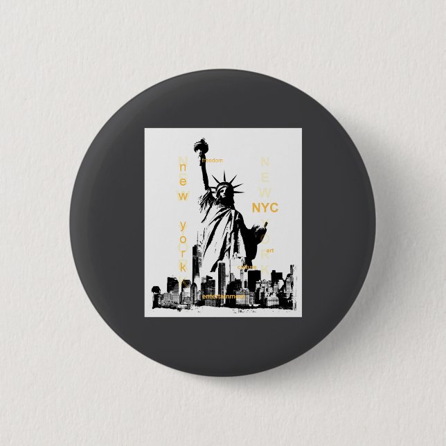 Nyc New York Brooklyn Bridge Liberty Statue Mens  6 Cm Round Badge (Front)