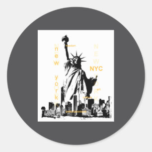 Nyc New York Brooklyn Bridge Liberty Statue Mens  Classic Round Sticker