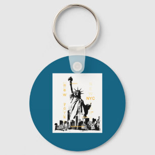 Nyc New York Brooklyn Bridge Liberty Statue Mens Key Ring