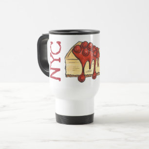 NYC New York Cheesecake Cherry Cheese Cake Slice Travel Mug