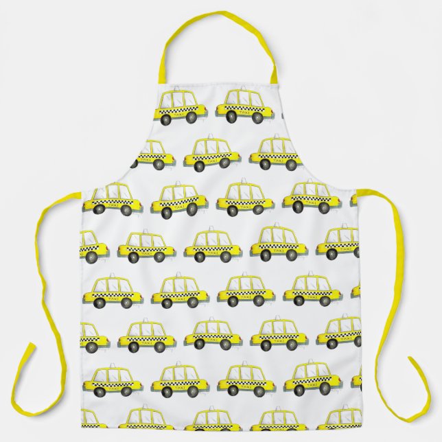 NYC New York City Chequered Yellow Taxi Cab Apron (Front)