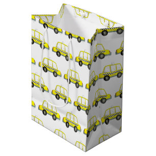 NYC New York City Chequered Yellow Taxi Cab Medium Gift Bag
