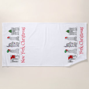 NYC New York City Christmas Xmas Holiday Landmark Beach Towel