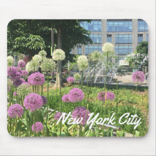 NYC New York City Columbus Circle Allium Fountain Mouse Mat