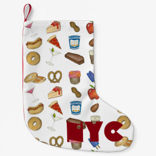 NYC New York City Foods Pretzel Pizza Bagel Steak Small Christmas Stocking