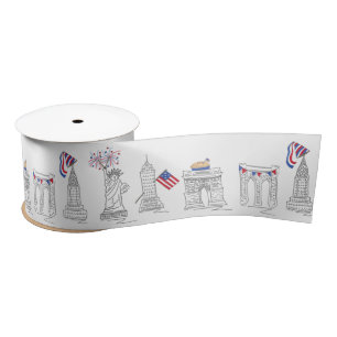 NYC New York City July Fourth 4th USA Americana Satin Ribbon