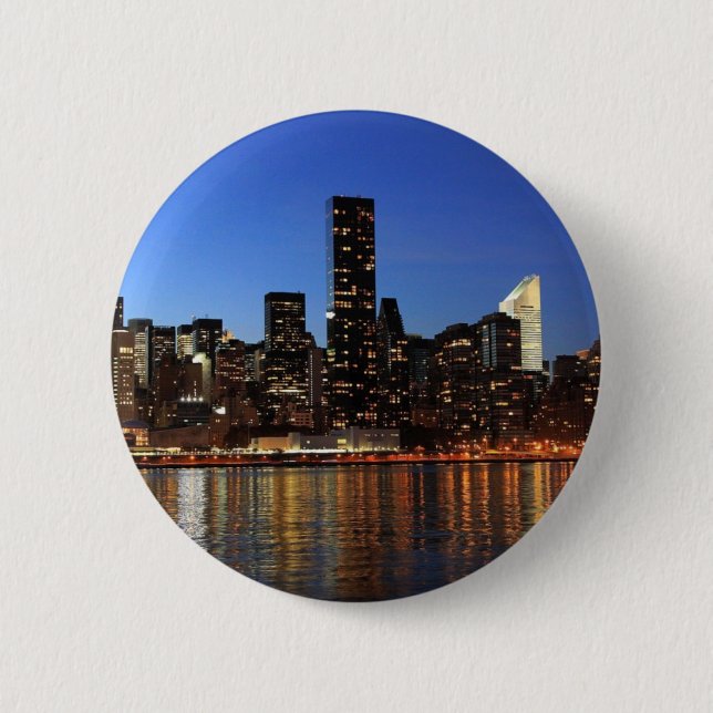 NYC New York City Manhattan Night 6 Cm Round Badge (Front)