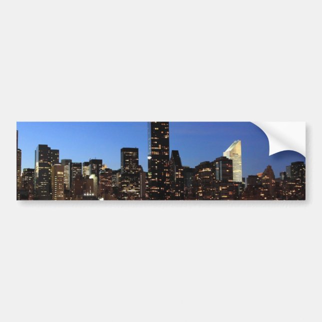 NYC New York City Manhattan Night Bumper Sticker (Front)