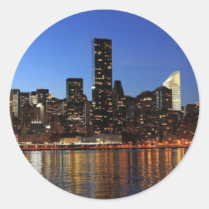 NYC New York City Manhattan Night Classic Round Sticker