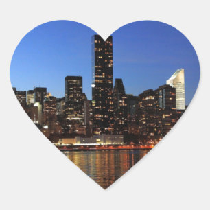 NYC New York City Manhattan Night Heart Sticker