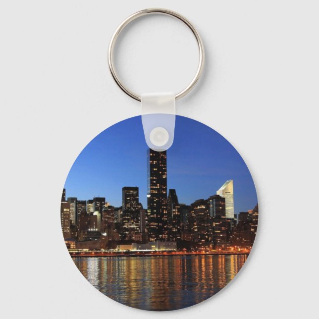 NYC New York City Manhattan Night Key Ring (Front)