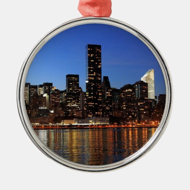 NYC New York City Manhattan Night Metal Tree Decoration (Front)