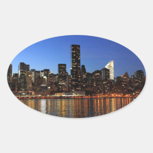 NYC New York City Manhattan Night Oval Sticker
