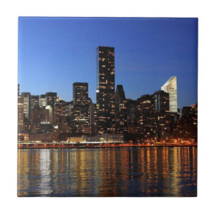 NYC New York City Manhattan Night Tile
