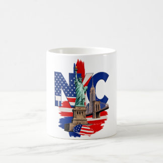 NYC New York City Patriotic Skyline Graphic – Stat Coffee Mug