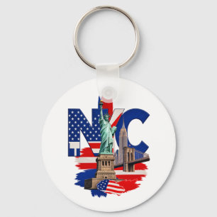 NYC New York City Patriotic Skyline Graphic – Stat Key Ring