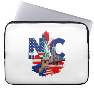 NYC New York City Patriotic Skyline Graphic – Stat Laptop Sleeve