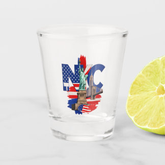 NYC New York City Patriotic Skyline Graphic – Stat Shot Glass