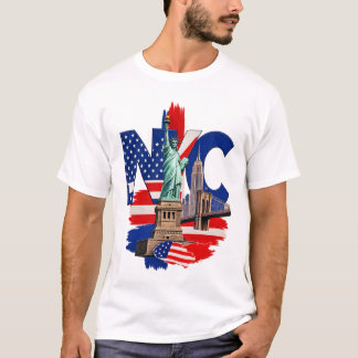 NYC New York City Patriotic Skyline Graphic – Stat T-Shirt