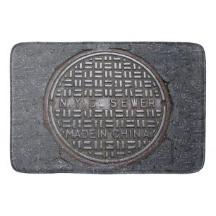 NYC New York City Sewer Cover Reproduction Novelty Bath Mat