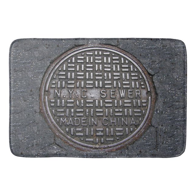 NYC New York City Sewer Cover Reproduction Novelty Bath Mat (Front)