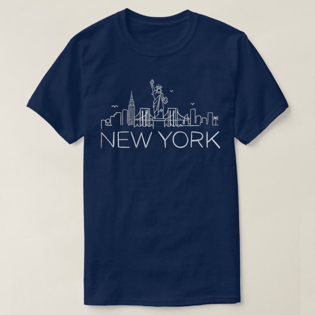 NYC New York City Skylines statue of liberty Birds T-Shirt (Design Front)