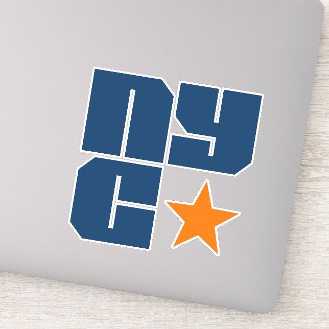 NYC New York City Sticker - Star Block Text NYC (Detail)