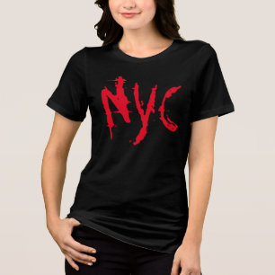 NYC New York City T-Shirt - Red Grunge Custom Tri-Blend Shirt
