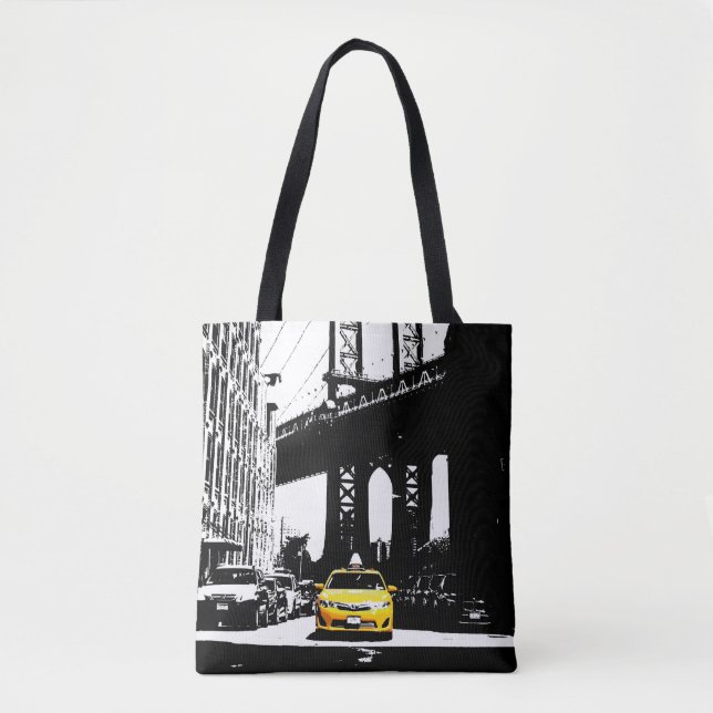 Nyc New York City Yellow Taxi Brooklyn Black Cute Tote Bag (Front)