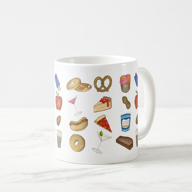 NYC New York Foodie Pizza Bagel Pretzel Cheesecake Coffee Mug (Front Right)