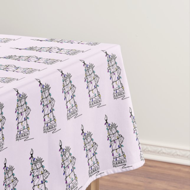 NYC New York Hanukkah Holiday Statue of Liberty Tablecloth (In Situ)