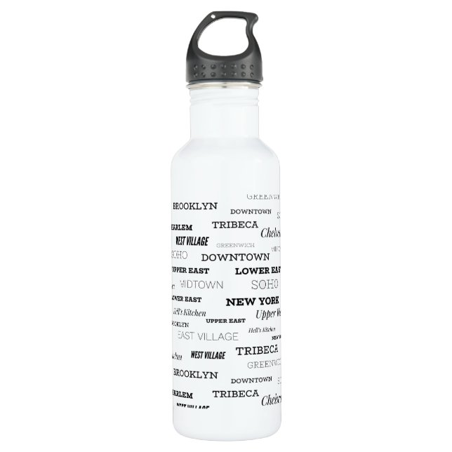 NYC New York Neighbourhood 710 Ml Water Bottle (Front)