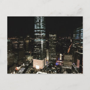 NYC New York Night Lower Manhattan Lights Postcard