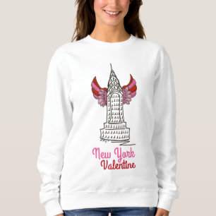 NYC New York Valentine Skyscraper Cupid Wings Sweatshirt