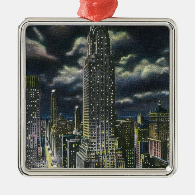 NYC, New YorkChrysler Building at Night # 1 Metal Tree Decoration (Front)