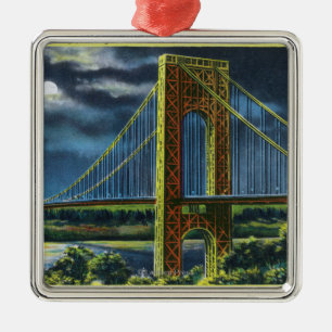 NYC, New YorkGeorge Washington Bridge at Night Metal Tree Decoration
