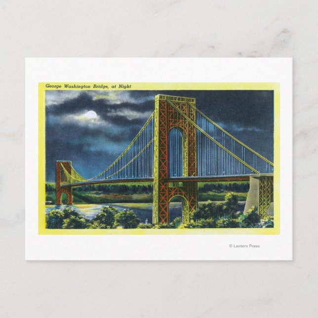 NYC, New YorkGeorge Washington Bridge at Night Postcard (Front)