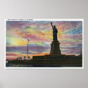 NYC, New YorkSunrise View of Statue of Liberty Poster