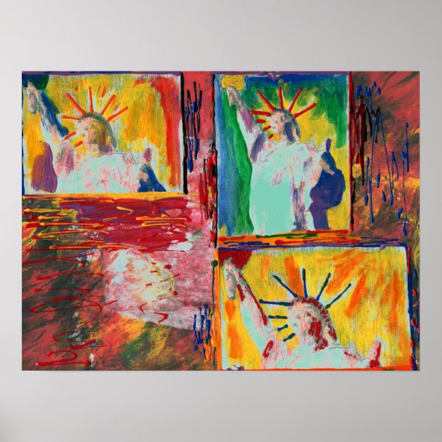 NYC original Painting 9-11 statue of liberty Poster (Front)