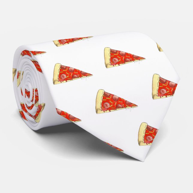 NYC Pepperoni Cheese Pizza Slice Pizzeria Foodie Tie (Rolled)