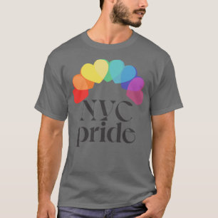 NYC Pride Typographic Rainbow Heart Design T-Shirt