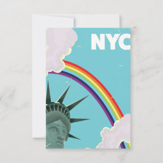NYC Rainbow vintage style travel poster Invitation
