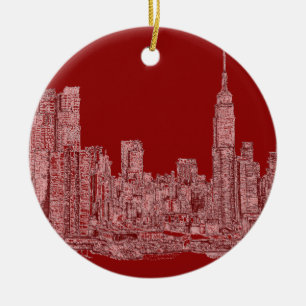 NYC Red graphic Ceramic Tree Decoration